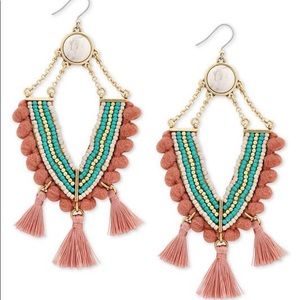 Lucky Brand Tassel Beaded Chandler Earrings